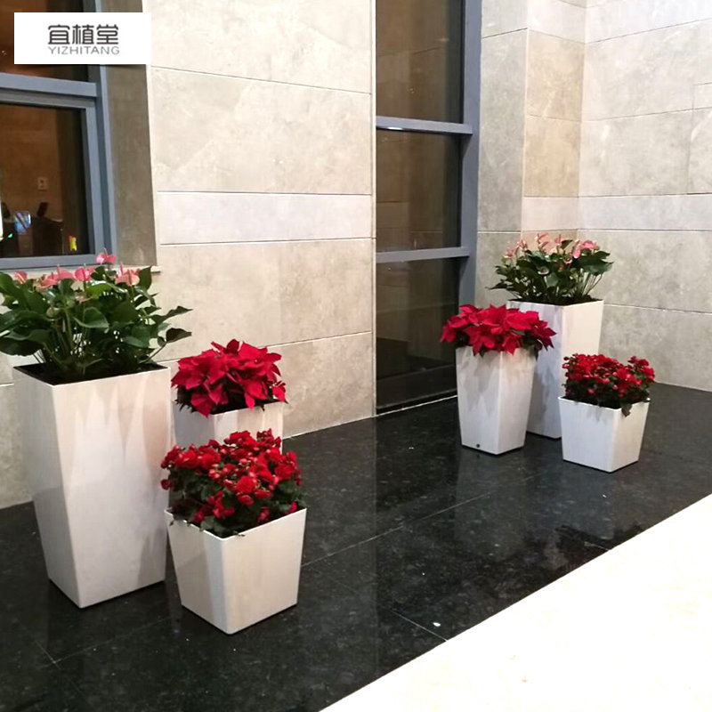 8002-8004大口徑落地花盆自動(dòng)吸水懶人方形高筒塑料特大號室內(nèi)地面盆